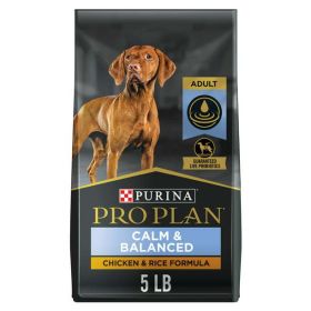 Purina Pro Plan Dog Food Calm & Balanced Adult Dry Chicken & Rice Calming Formula, 5 lb Bag